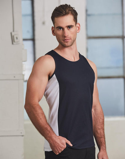 [TS19] Men's cooldry contrast mesh singlet