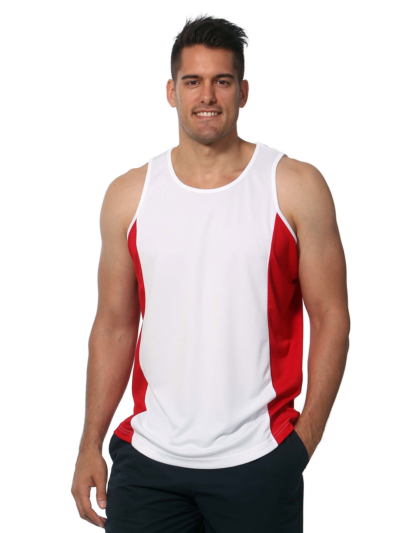[TS19A] Men's Truedry Contrast Mesh Singlet