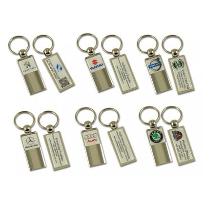 High end metal dealership / hotel keychain with Resin dome 2 sides