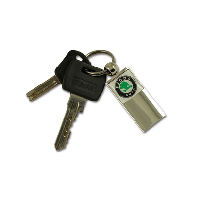 High end metal dealership / hotel keychain with Resin dome 2 sides