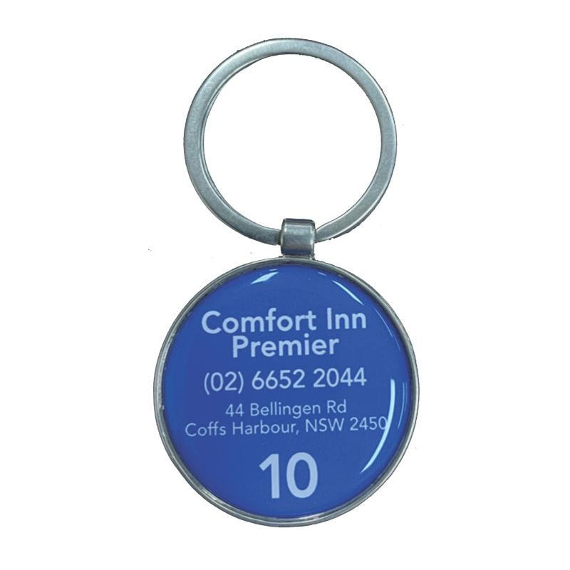 Metal Key Tag 38mm circle  - Resin dome both sides