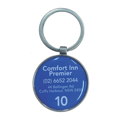 Metal Key Tag 38mm circle  - Resin dome both sides