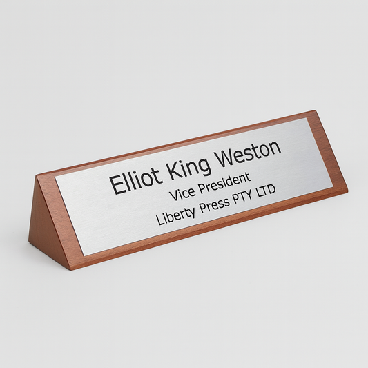 Timber Desk Sign - Premium Walnut