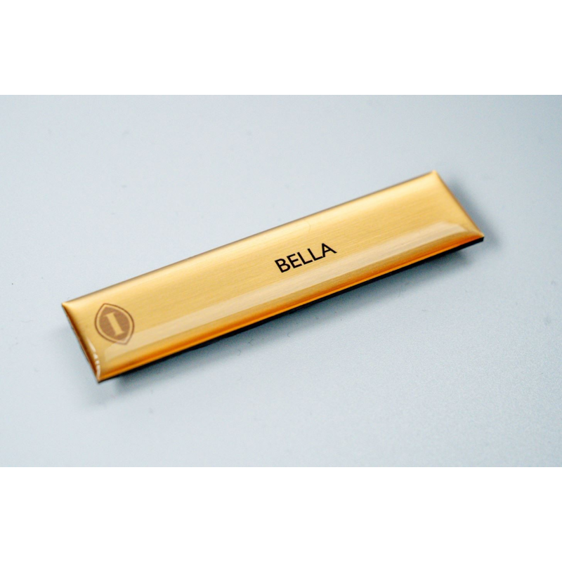 Gold Acrylic name badge with resin coating